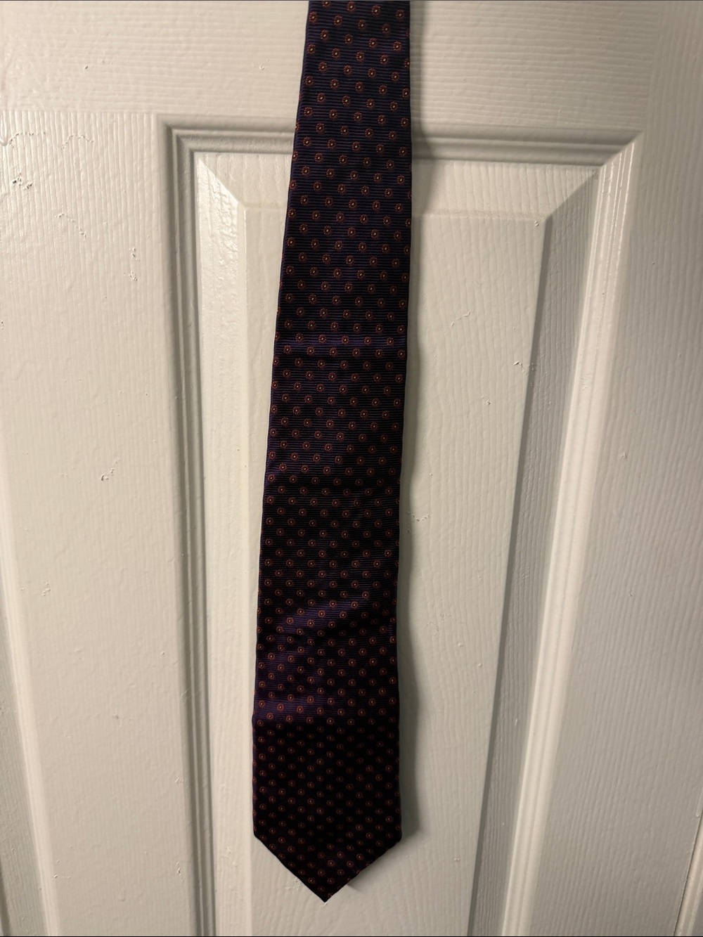 Men's Purple Silk Tie with Red Dot Pattern